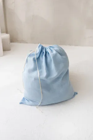 Linen Laundry Bag In Sky Blue