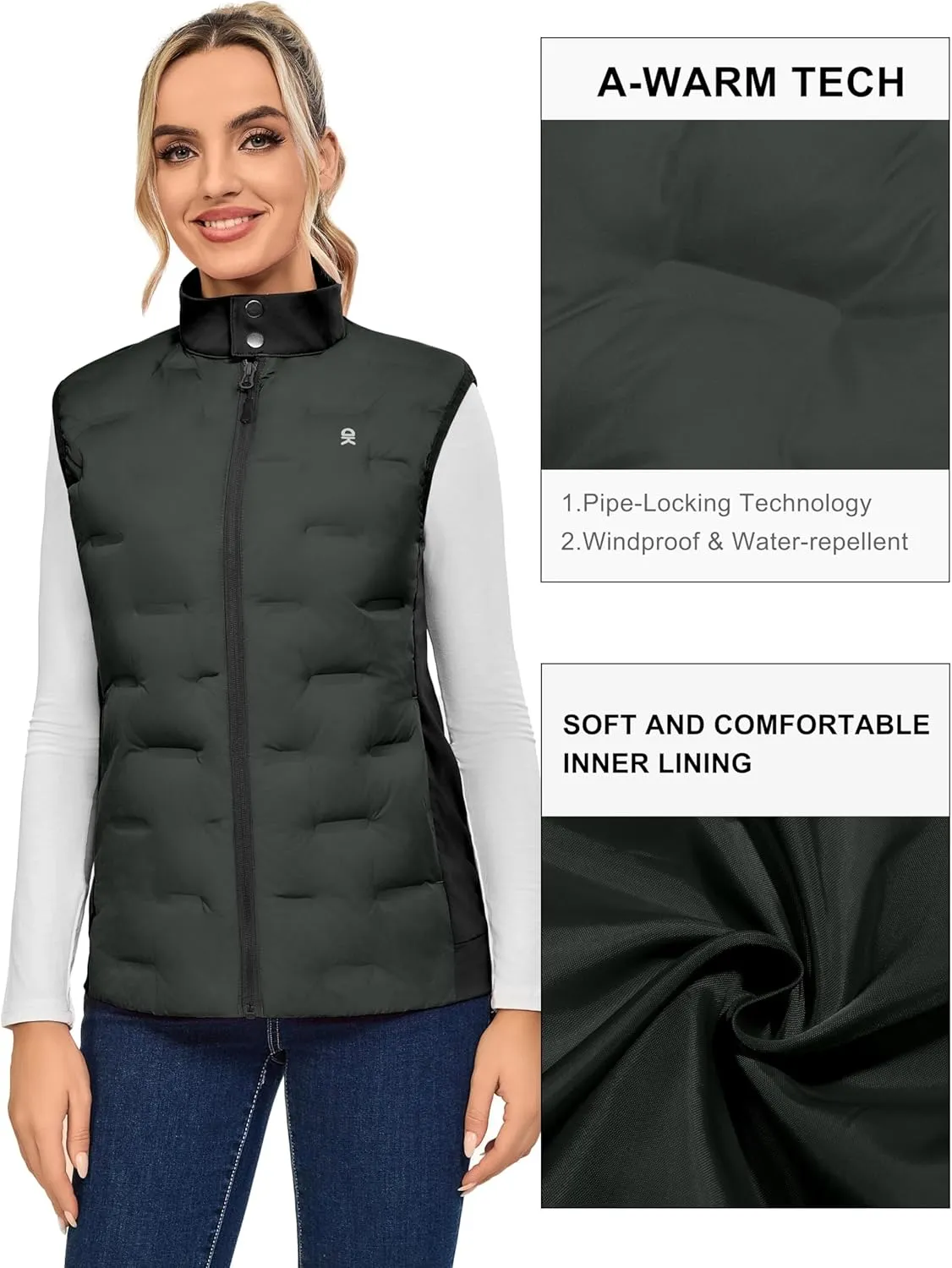Little Donkey Andy Women's Puffer Vest Lightweight Sleeveless Golf Padded Jacket