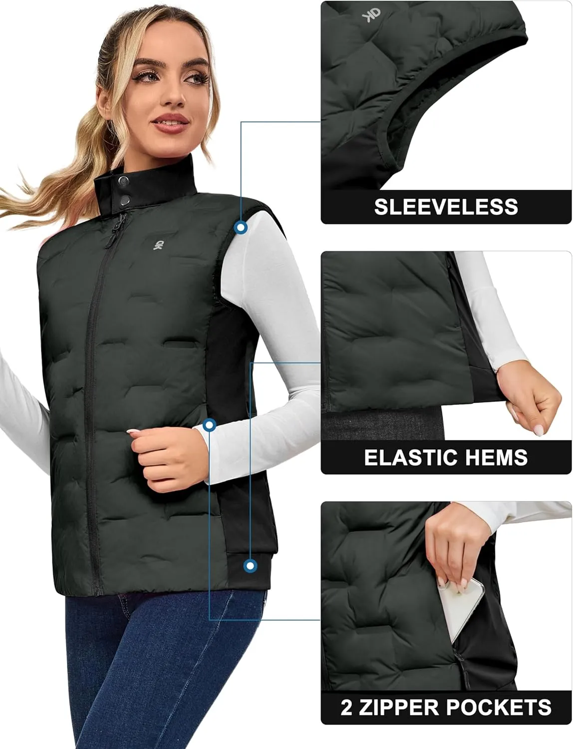 Little Donkey Andy Women's Puffer Vest Lightweight Sleeveless Golf Padded Jacket