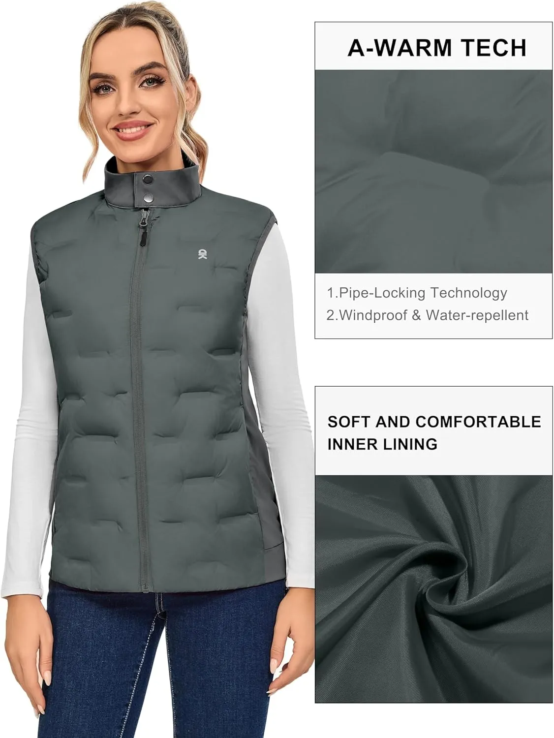 Little Donkey Andy Women's Puffer Vest Lightweight Sleeveless Golf Padded Jacket
