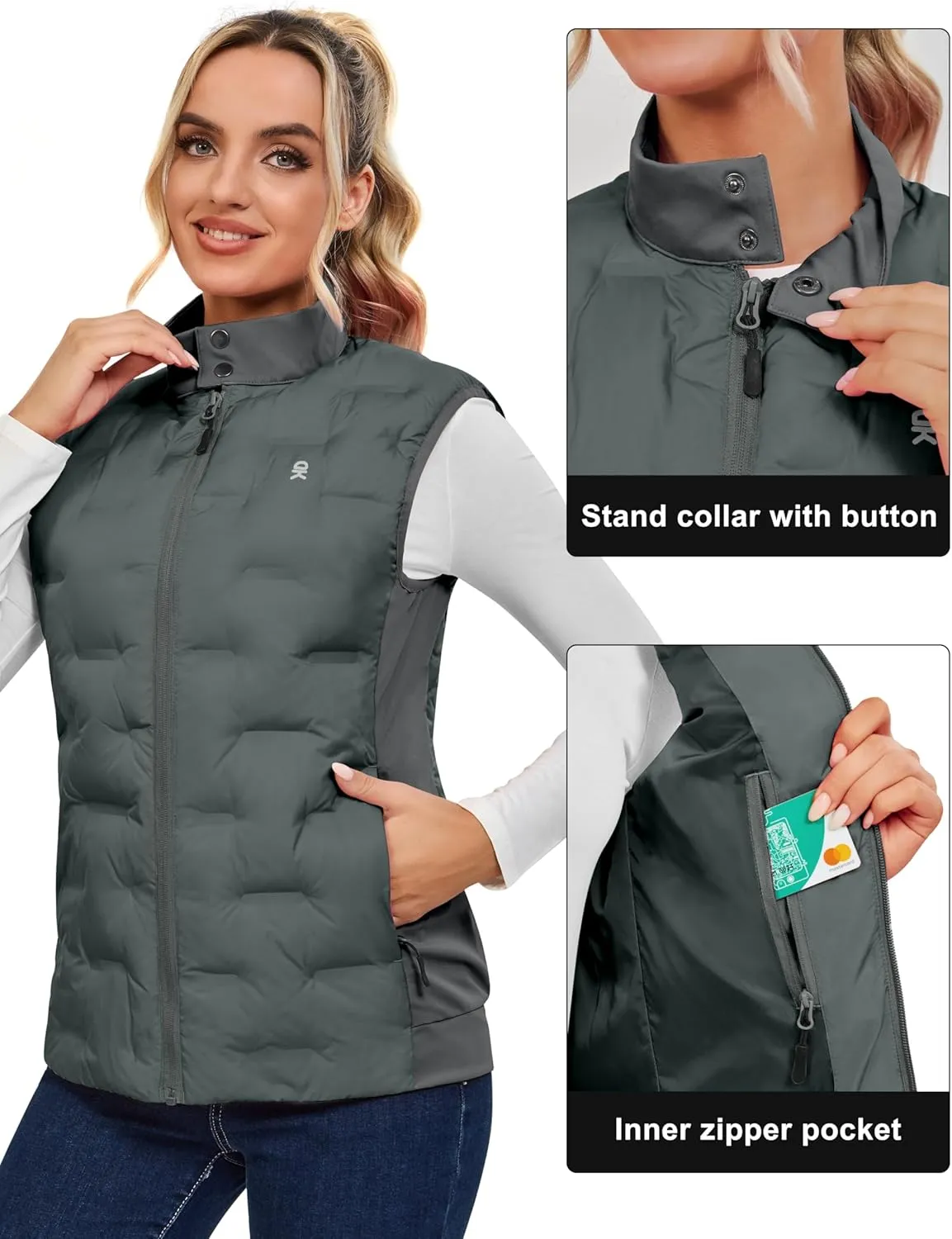 Little Donkey Andy Women's Puffer Vest Lightweight Sleeveless Golf Padded Jacket
