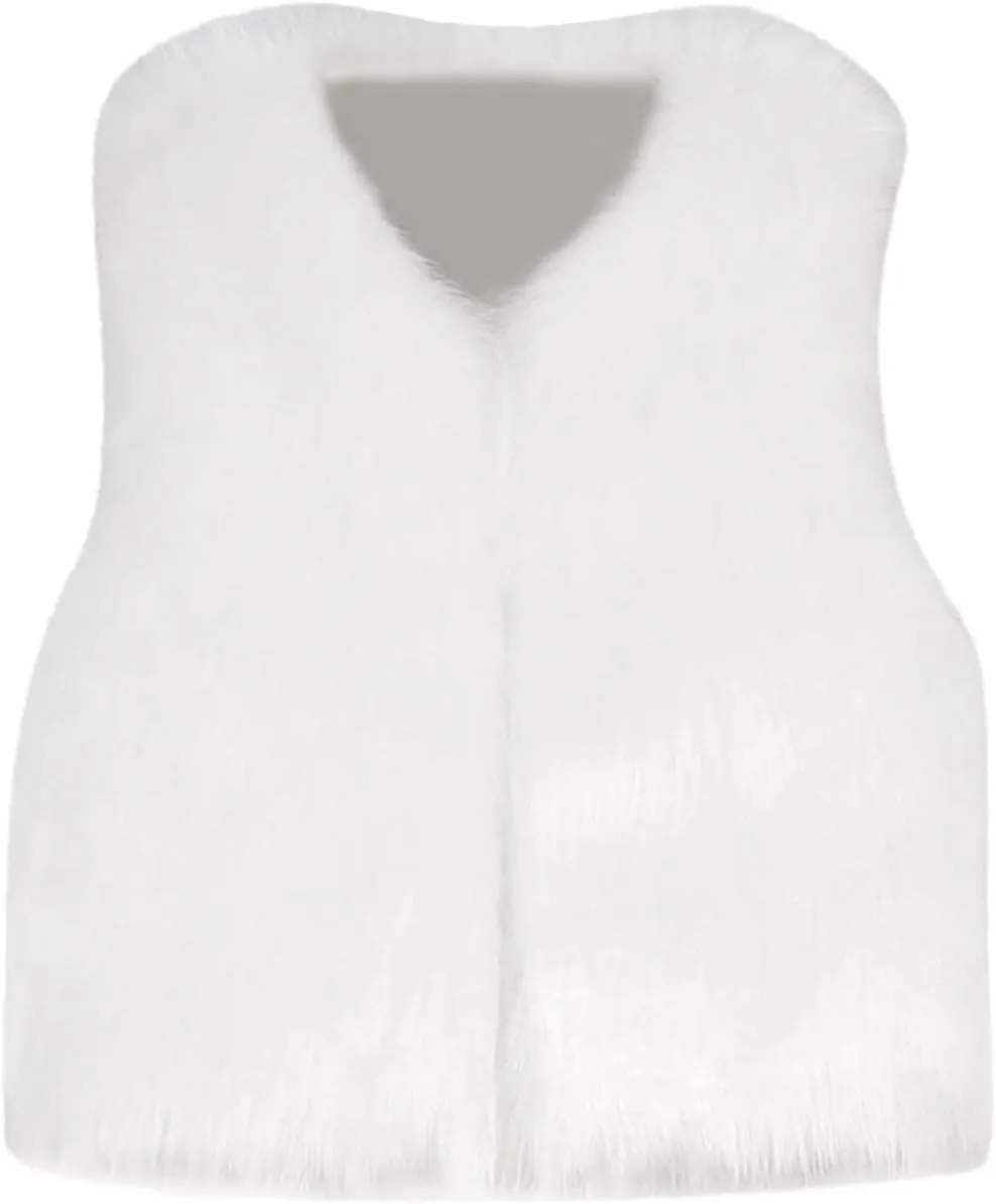 Little Girls Solid Faux-Fur Villus Fleece Vest Jacket Winter Stylish Thick Warm Waistcoat 1-6 Years