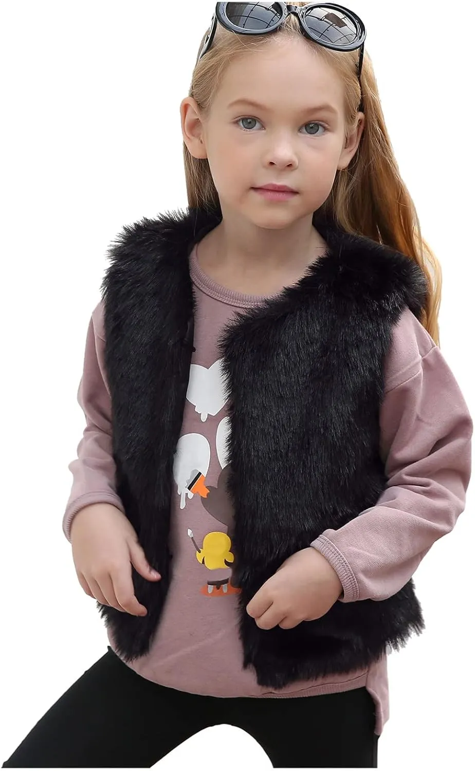 Little Girls Solid Faux-Fur Villus Fleece Vest Jacket Winter Stylish Thick Warm Waistcoat 1-6 Years