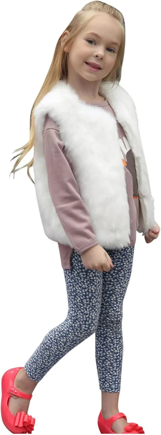 Little Girls Solid Faux-Fur Villus Fleece Vest Jacket Winter Stylish Thick Warm Waistcoat 1-6 Years