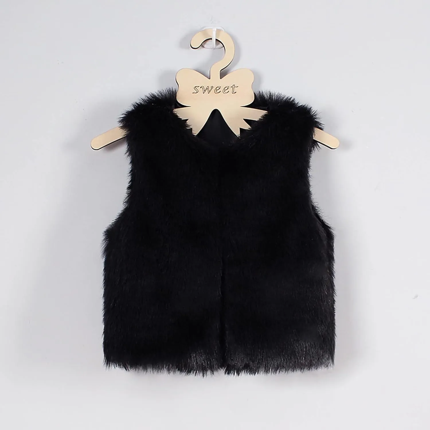 Little Girls Solid Faux-Fur Villus Fleece Vest Jacket Winter Stylish Thick Warm Waistcoat 1-6 Years