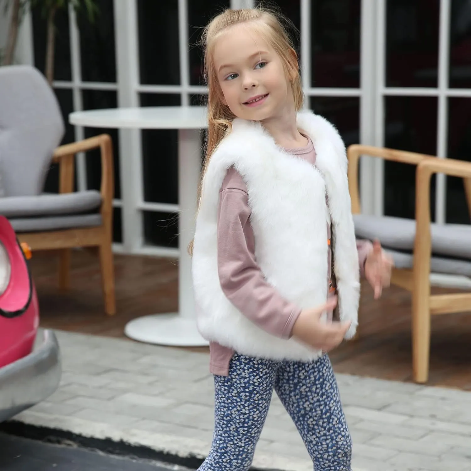 Little Girls Solid Faux-Fur Villus Fleece Vest Jacket Winter Stylish Thick Warm Waistcoat 1-6 Years