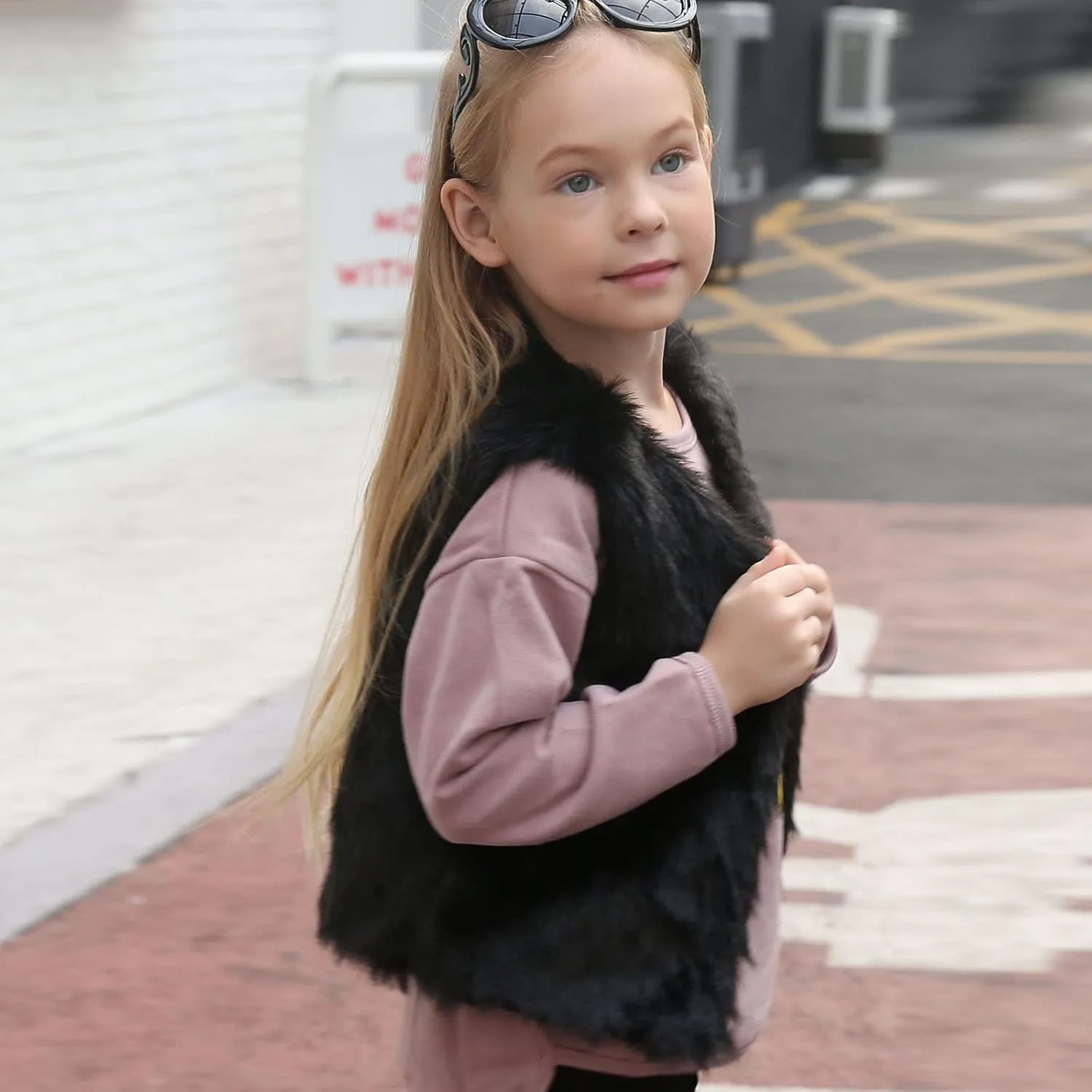 Little Girls Solid Faux-Fur Villus Fleece Vest Jacket Winter Stylish Thick Warm Waistcoat 1-6 Years