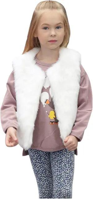 Little Girls Solid Faux-Fur Villus Fleece Vest Jacket Winter Stylish Thick Warm Waistcoat 1-6 Years