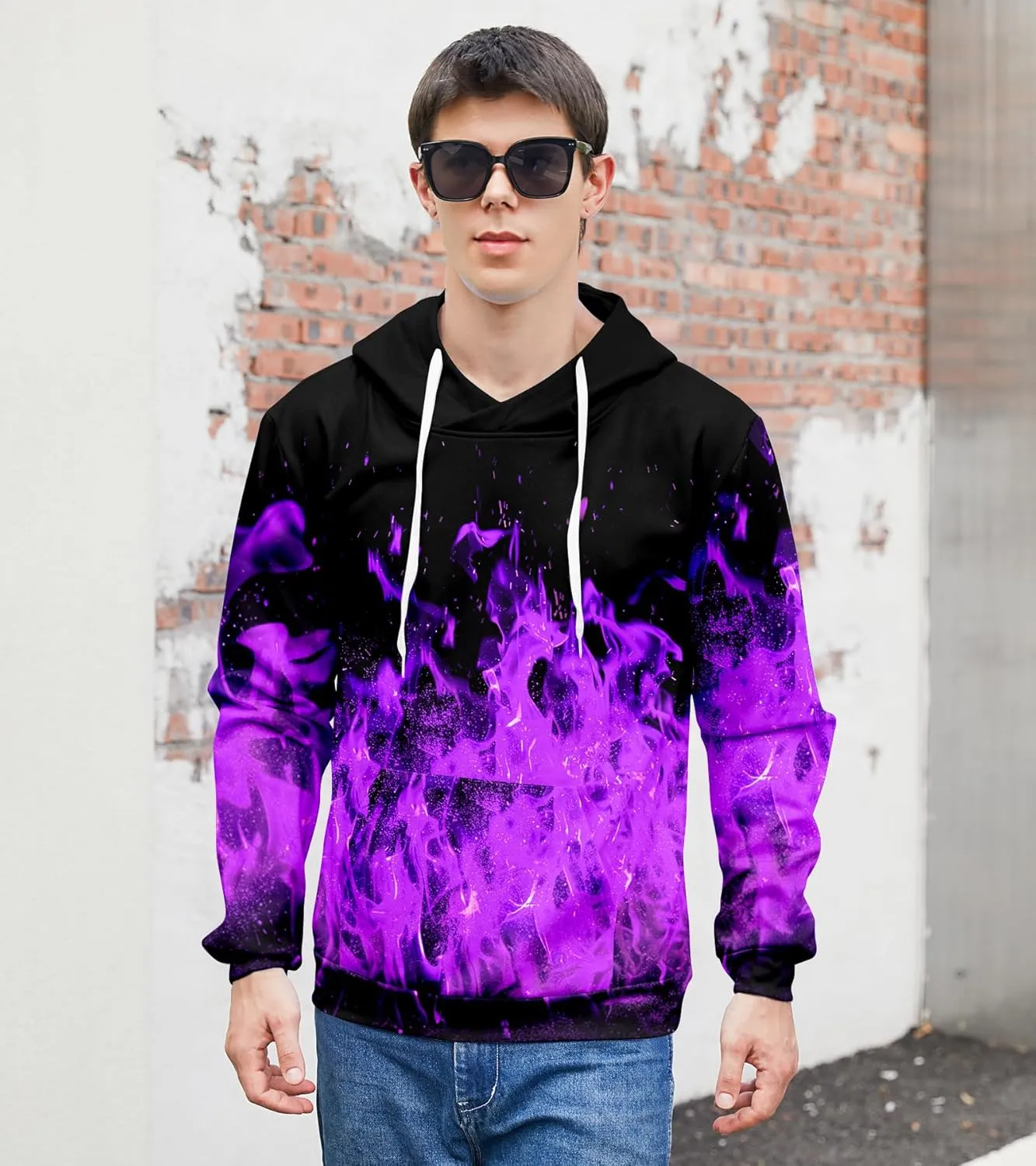 Loveternal Mens Womens Fleece Liner Hoodies Novelty Graphic Pullover Hooded Sweatshirts