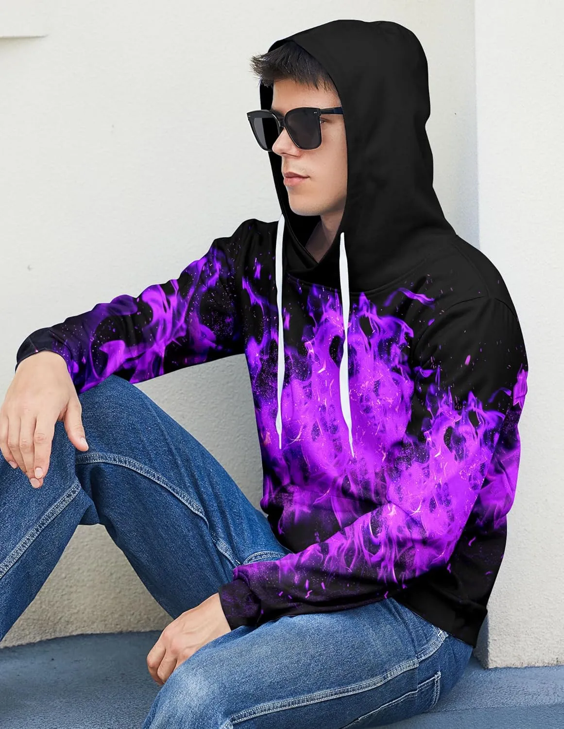 Loveternal Mens Womens Fleece Liner Hoodies Novelty Graphic Pullover Hooded Sweatshirts