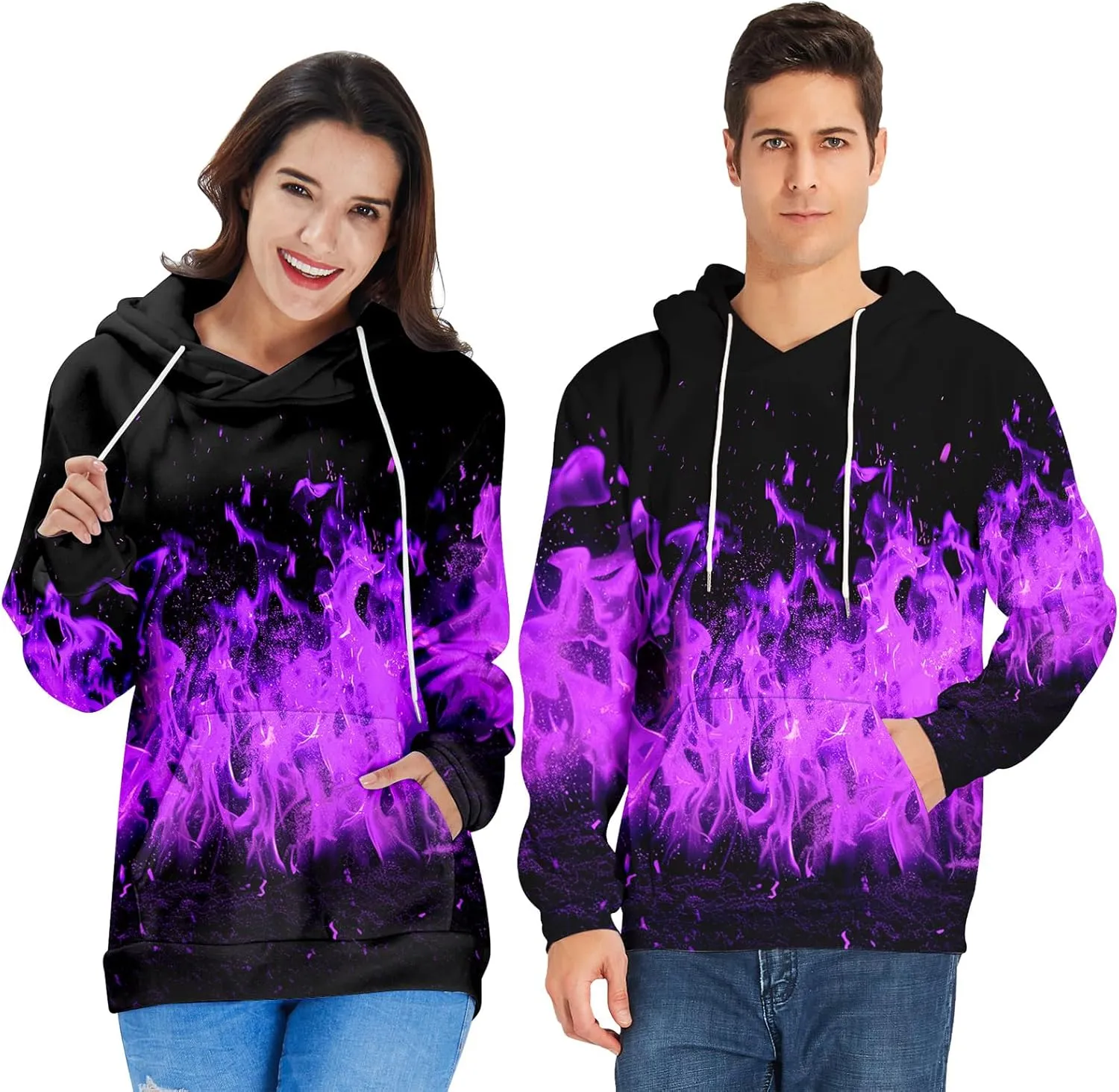 Loveternal Mens Womens Fleece Liner Hoodies Novelty Graphic Pullover Hooded Sweatshirts
