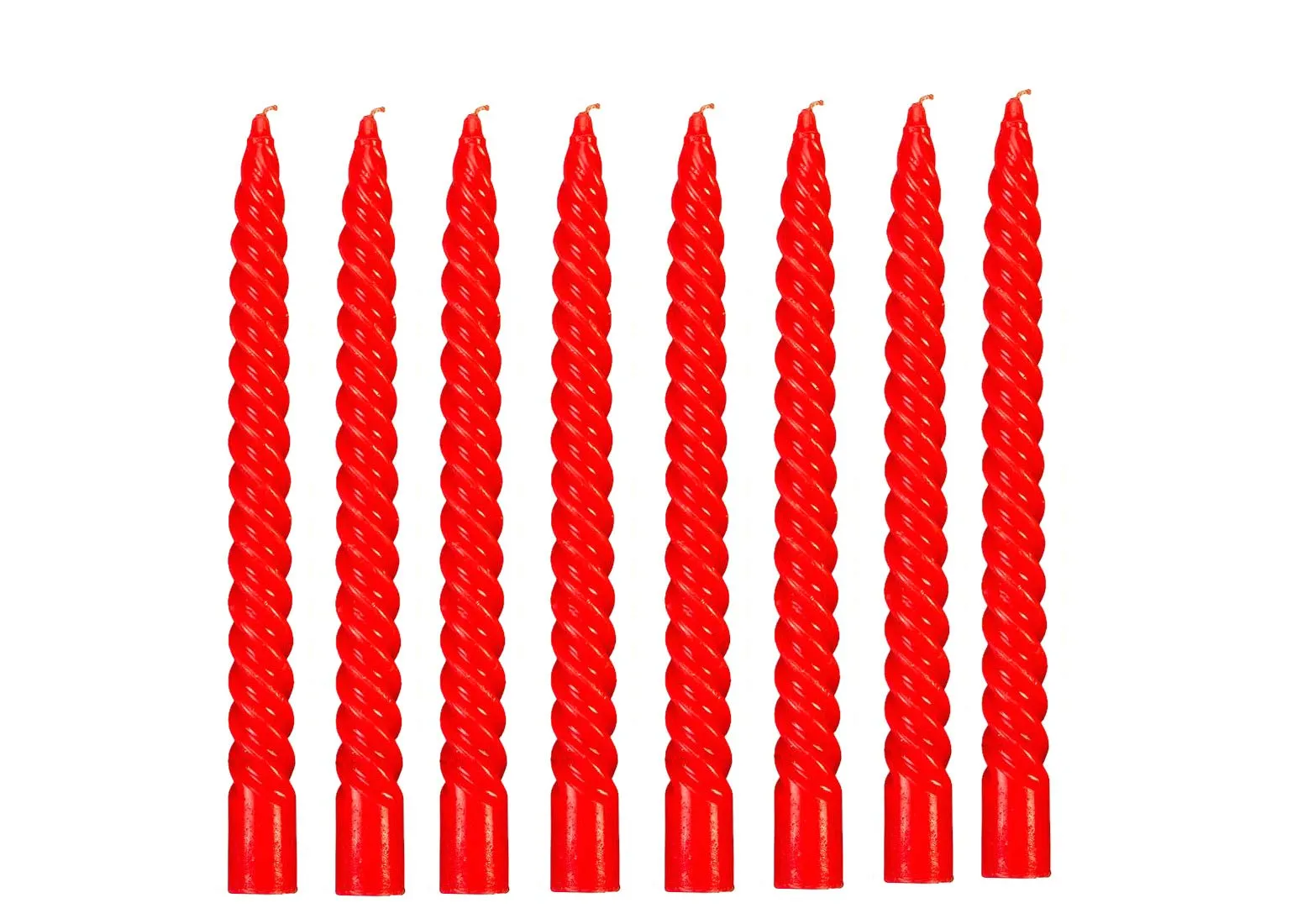 LUCES Paraffin Wax Red Spiral Candles Stick Taper Smokeless Dripless Scented Twisted for Party Home Dinner Table Decor Set of 8 Burn Time 8 Hour