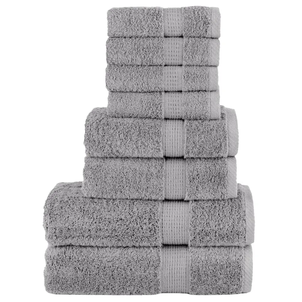 Luxurious vidaXL 8 Piece Premium Towel Set SOLUND Grey 600 gsm - Ultra-Soft, Highly Absorbent, OEKO-TEX Certified Cotton Towels