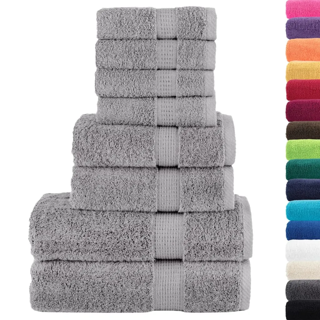 Luxurious vidaXL 8 Piece Premium Towel Set SOLUND Grey 600 gsm - Ultra-Soft, Highly Absorbent, OEKO-TEX Certified Cotton Towels