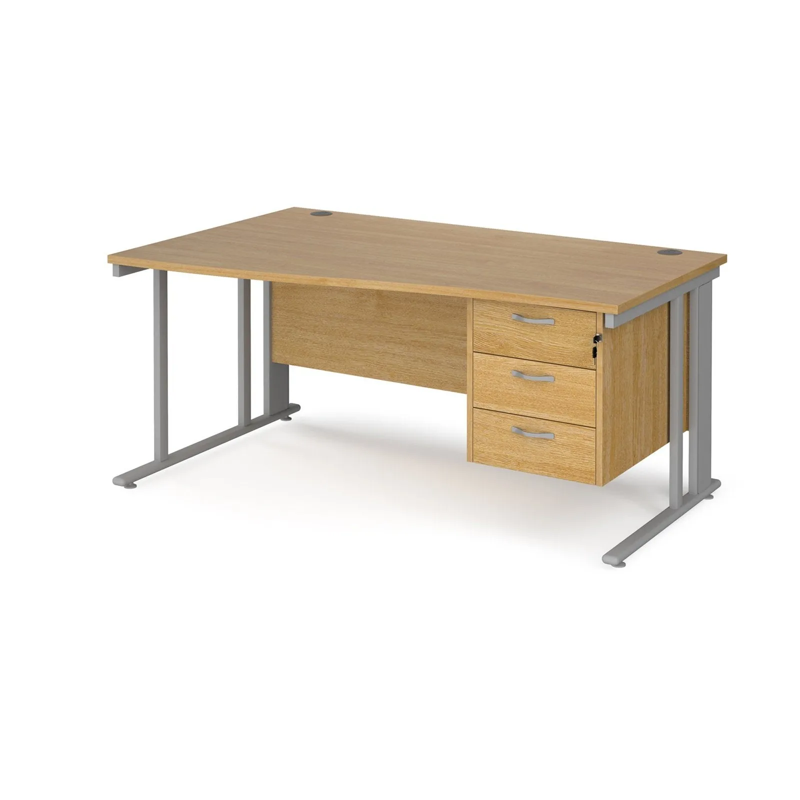 Maestro 25 cable managed left hand wave desk with 3 drawer pedestal