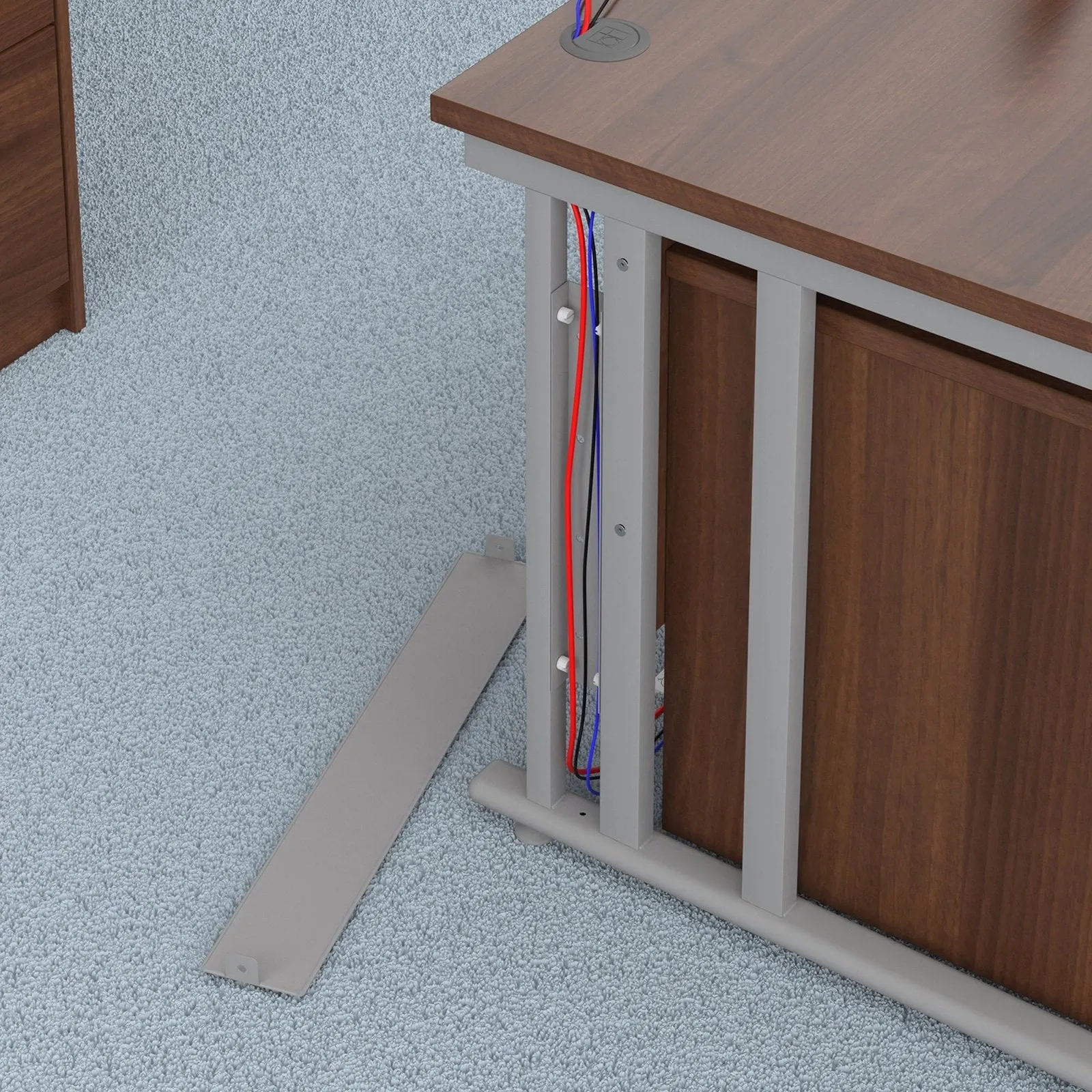 Maestro 25 cable managed left hand wave desk with 3 drawer pedestal