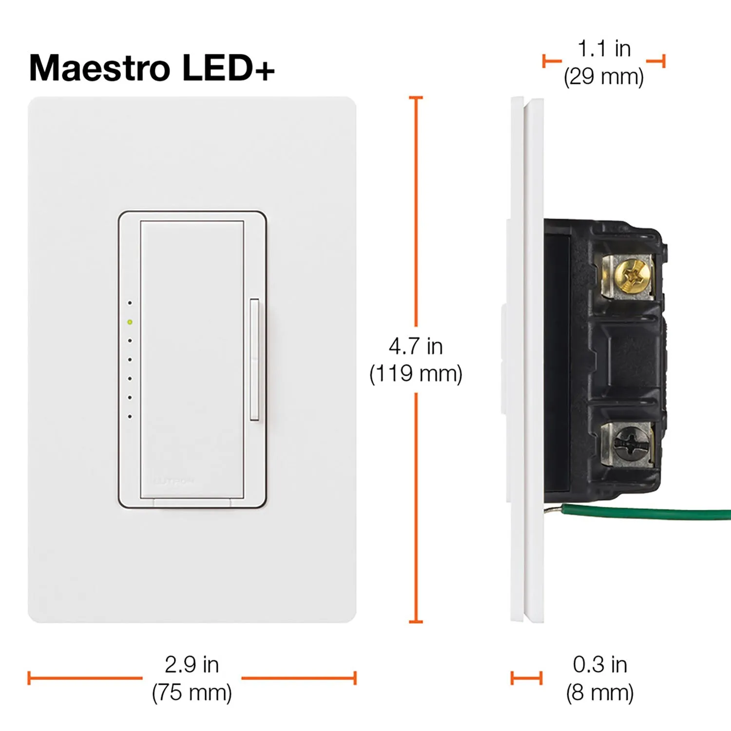 Maestro LED  Dimmer Switch, 150-Watt, Single Pole or Multi-Location, White