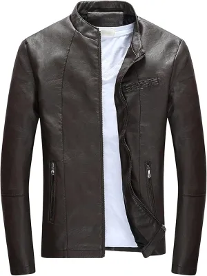 Maiyifu-GJ Men's Faux Leather Lambskin Biker Jacket Winter Warm Motorcycle Outwear Fleece Lined PU Leather Full Zip Jackets
