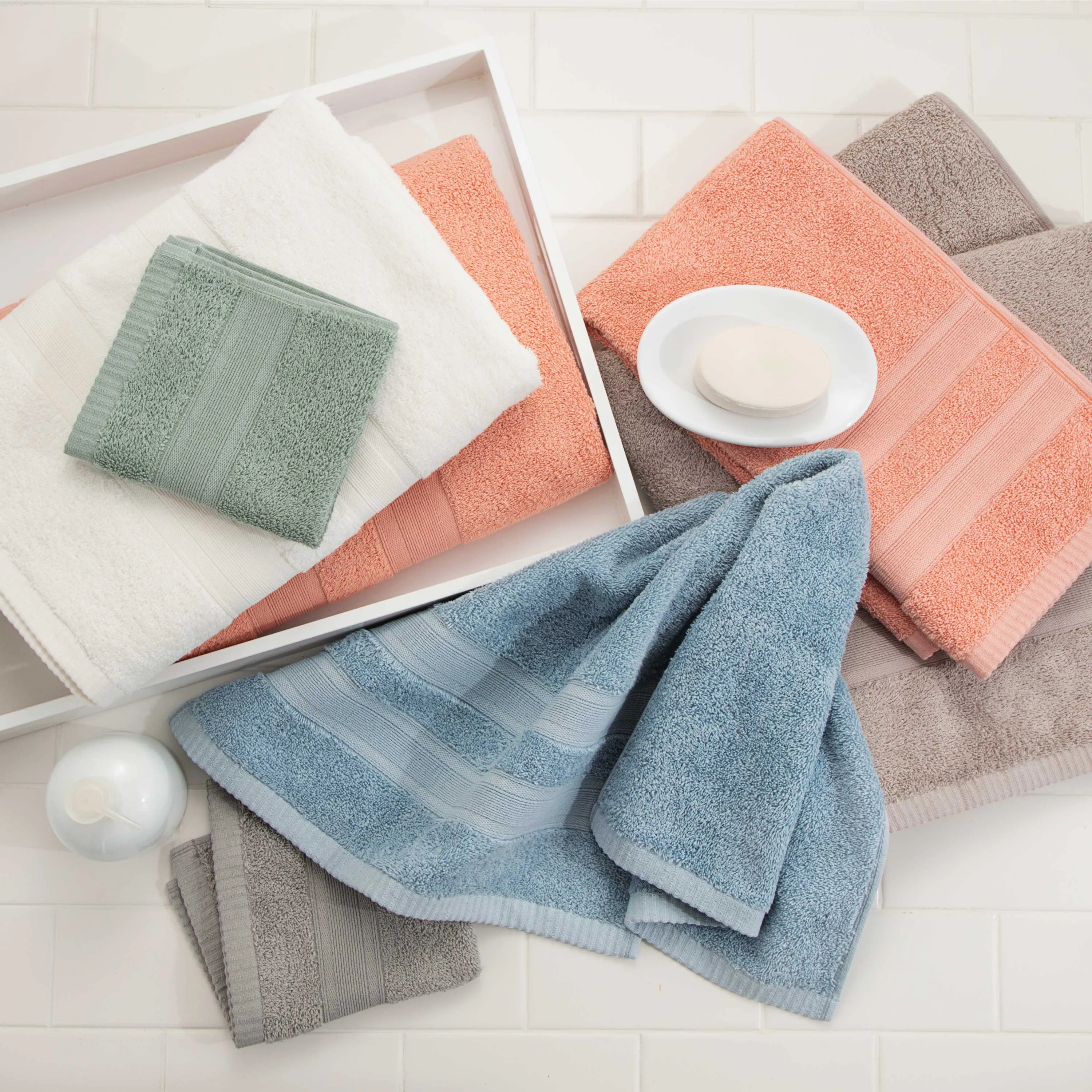 Martex Clean Essentials Solid Low Lint 6-Pack Towel Set