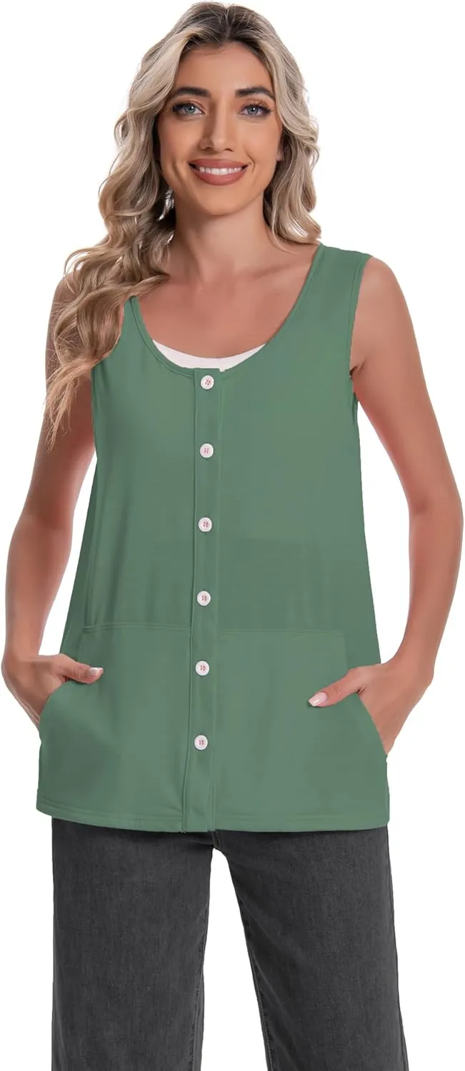 Mastectomy Top Tank with Drain Pockets Post Surgery Recovery Must Haves Clothing Comfy Sleeveless Shirts