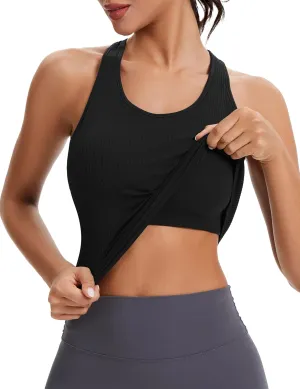 MathCat Seamless Workout Tops for Women with Built in Bra Athletic Tank Tops Yoga Runnning Workout Shirts Slim Fit