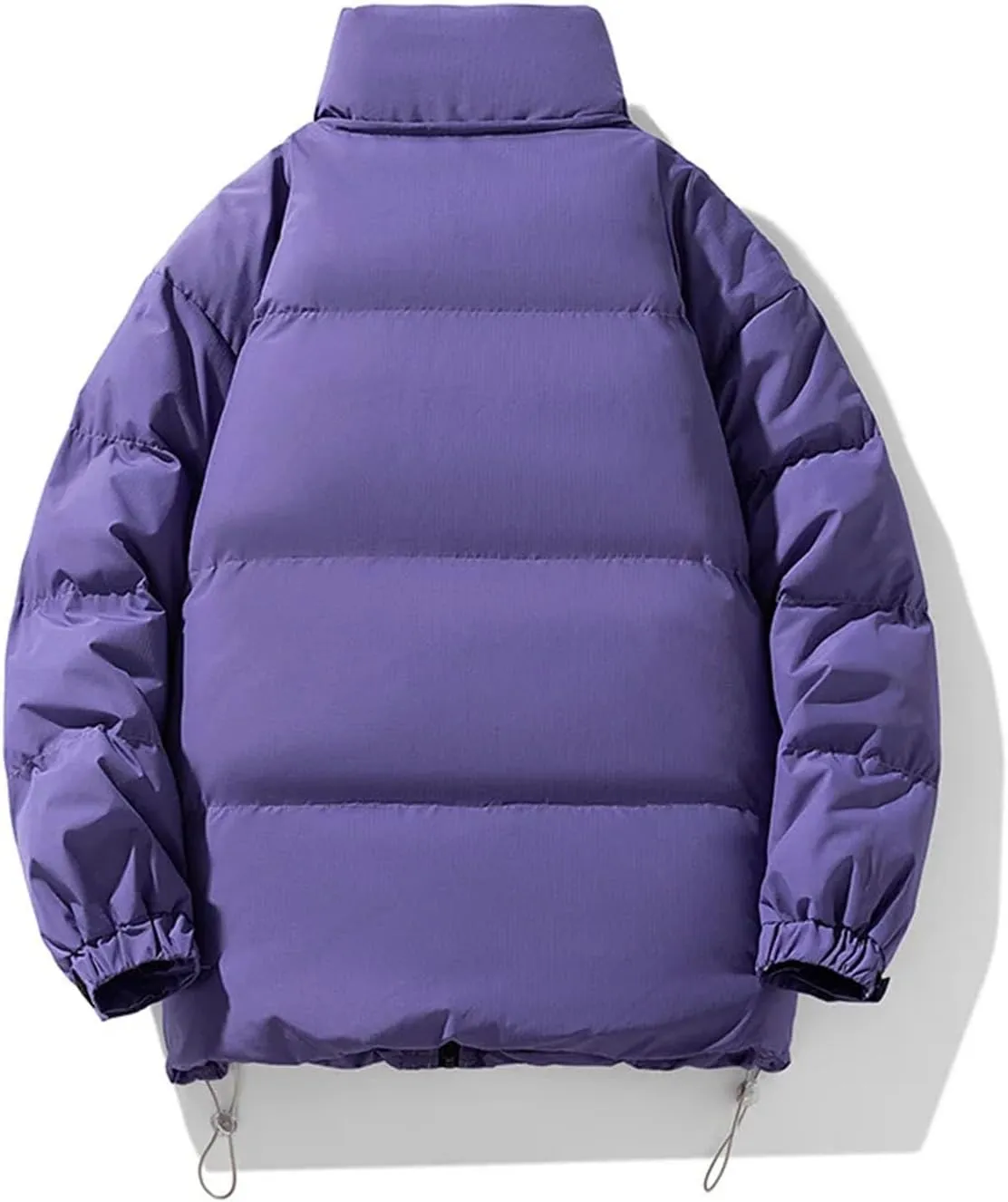 Men Stand Collar Drawstring Zipper Cotton-Padded Vintage Zipper Pockets Solid Parka Coat