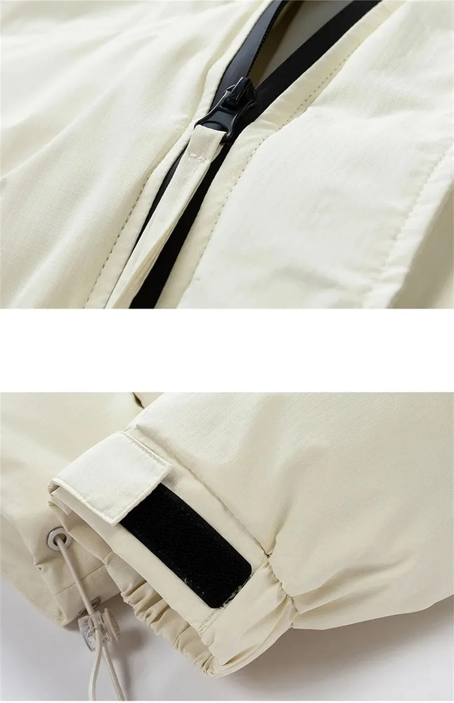 Men Stand Collar Drawstring Zipper Cotton-Padded Vintage Zipper Pockets Solid Parka Coat