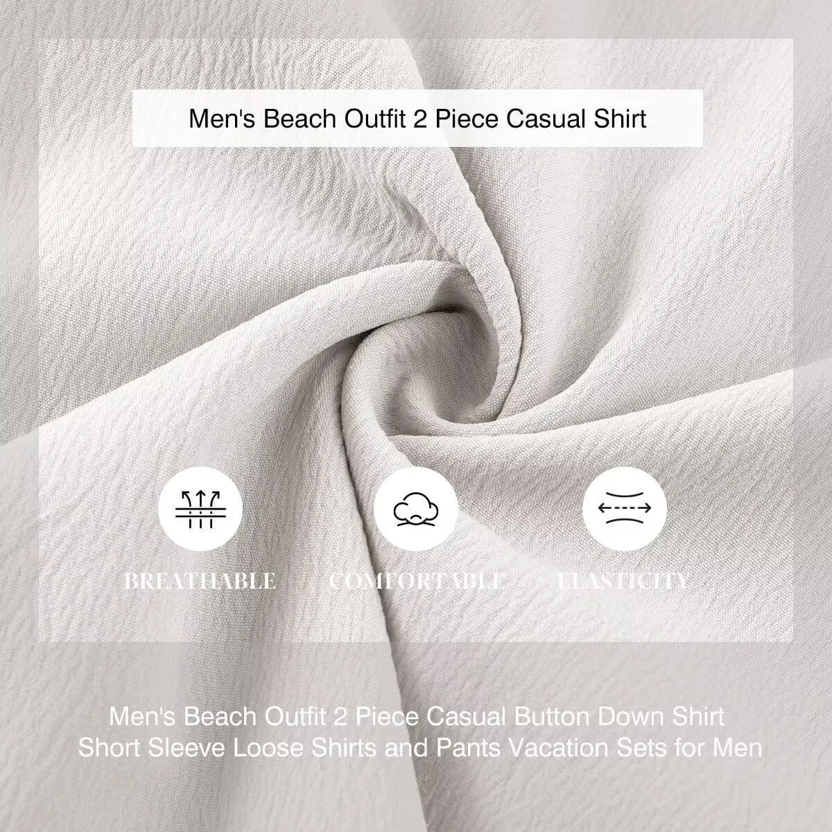 Men's Beach Outfit 2 Piece Casual Button Down Shirt Short Sleeve Loose Shirts and Pants Vacation Sets for Men