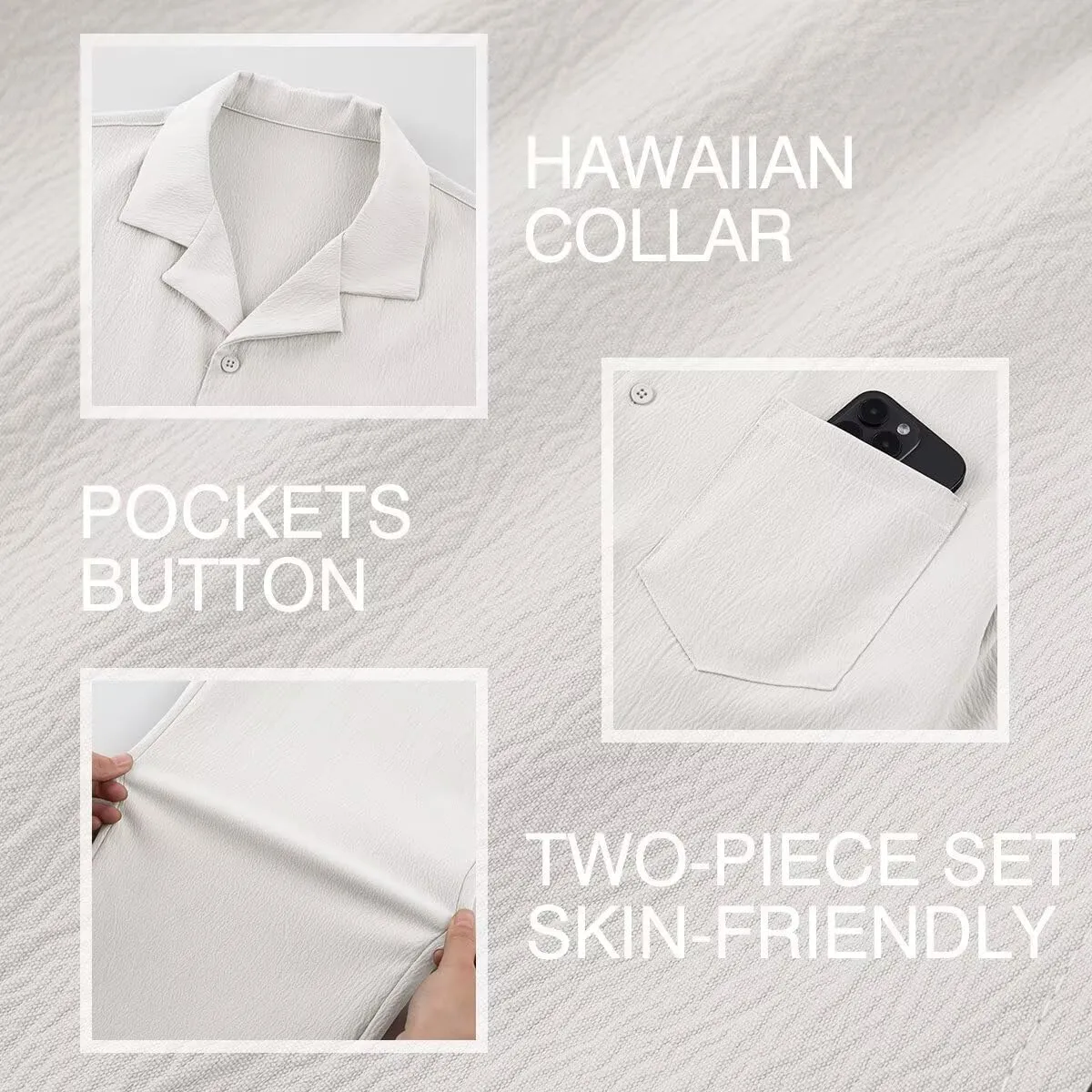 Men's Beach Outfit 2 Piece Casual Button Down Shirt Short Sleeve Loose Shirts and Pants Vacation Sets for Men