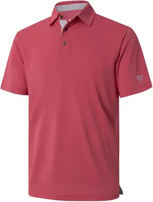 Mens Golf Shirt Short and Long Sleeve Moisture Wicking Dry Fit Performance Solid Casual Pique Golf Polo Shirts for Men