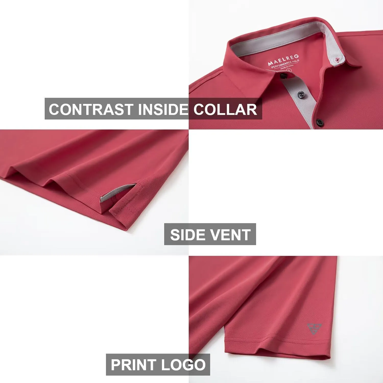 Mens Golf Shirt Short and Long Sleeve Moisture Wicking Dry Fit Performance Solid Casual Pique Golf Polo Shirts for Men