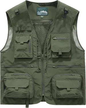 Men's Outdoor Fishing Work Safari Travel Photo Cargo Vest Outdoor Fishing Vest