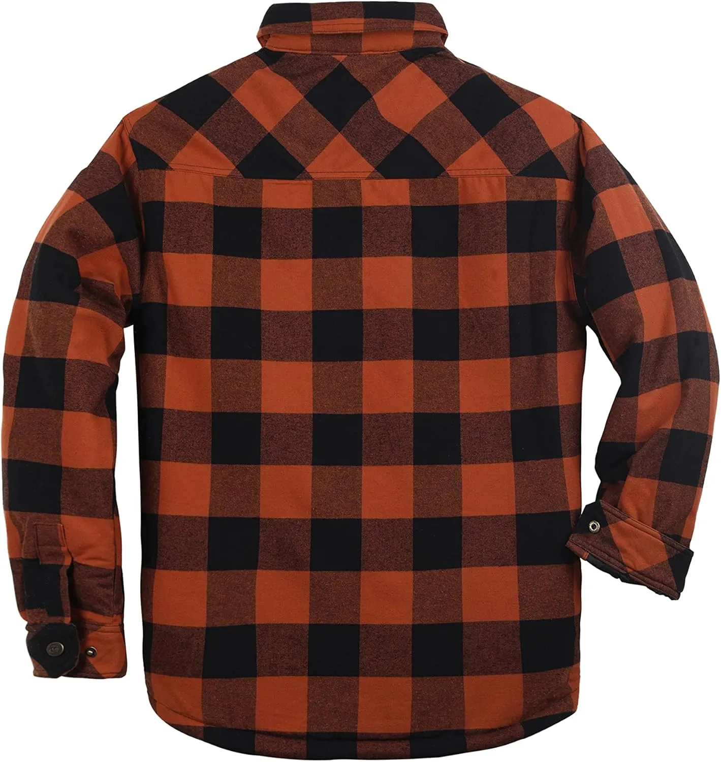 Men's Sherpa Lined Flannel Quilted Jacket Long Sleeve Cotton Button Up Down Jacket Winter Shirts