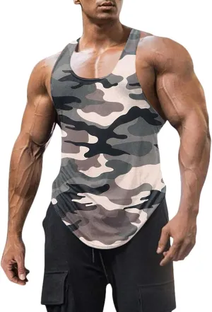 Mens Stringer Tank Tops Y-Back Bodybuilding Sleeveless Gym Muscle Workout Shirts