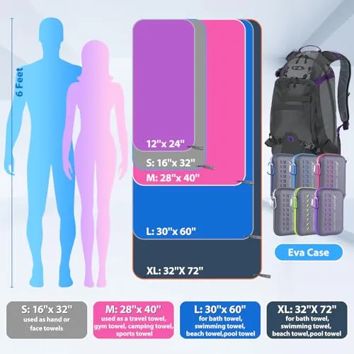 Microfiber Camping Towel,Quick Dry Towel for Camping,Absorbent Soft Compact Lightweight Travel Towel Fast Dry Large Microfiber Towels for Body,Backpack,Fitness,Beach,Gym,Sport