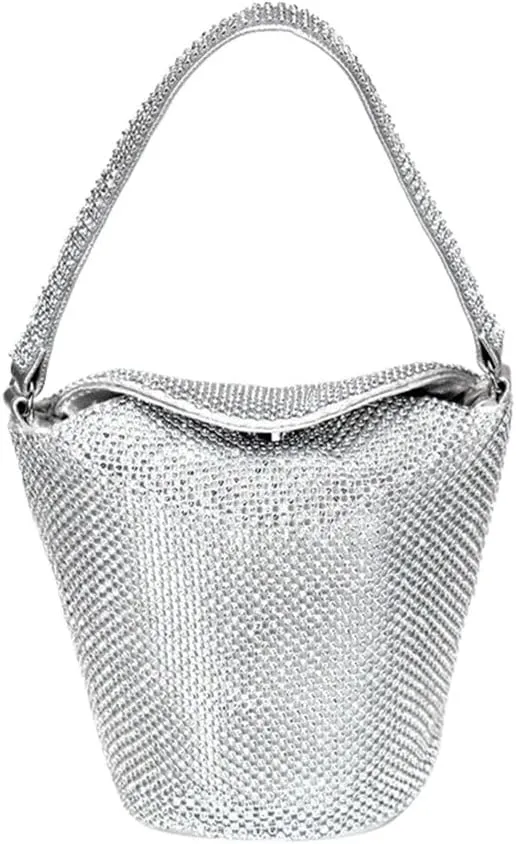 Mini Diamond Shining Bucket Evening Bag Chic Shoulder Bag Handle Crossbody Tote for Parties