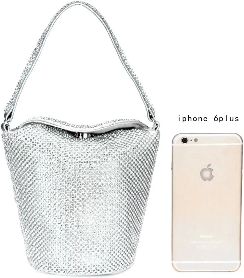 Mini Diamond Shining Bucket Evening Bag Chic Shoulder Bag Handle Crossbody Tote for Parties