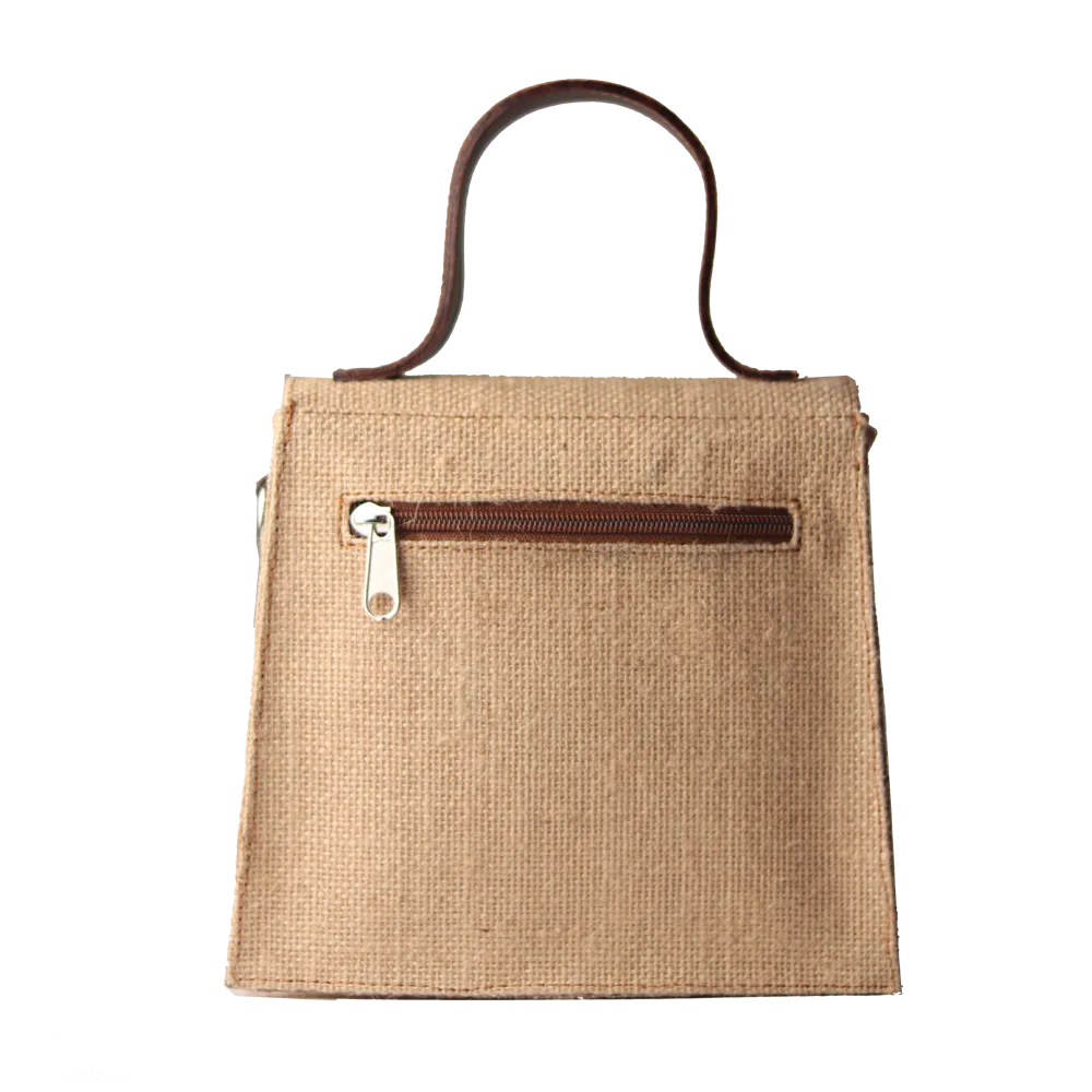 Mini Sling Briefcase - Jute and Leather