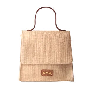 Mini Sling Briefcase - Jute and Leather