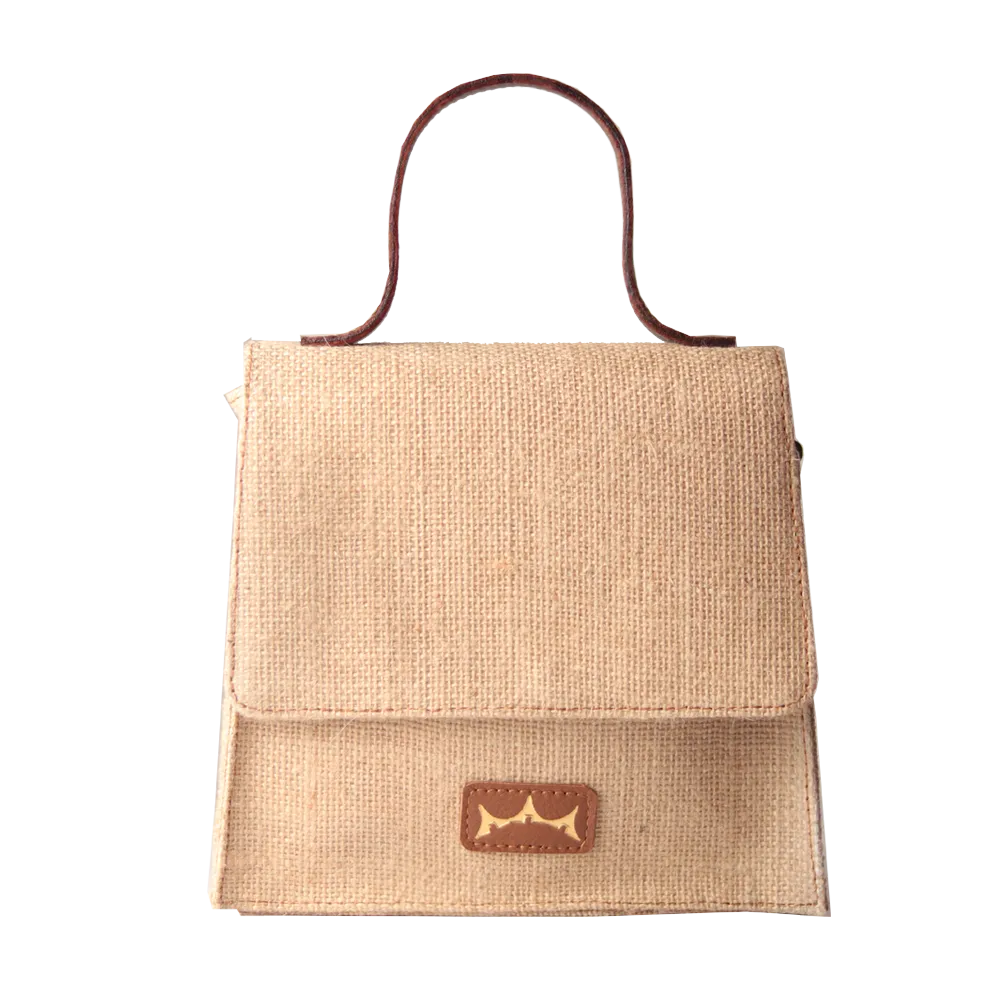 Mini Sling Briefcase - Jute and Leather