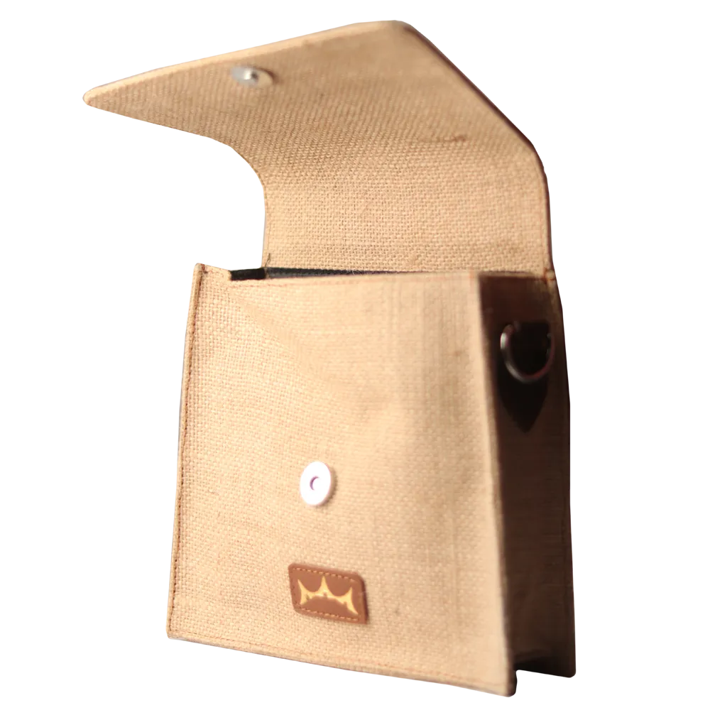 Mini Sling Briefcase - Jute and Leather