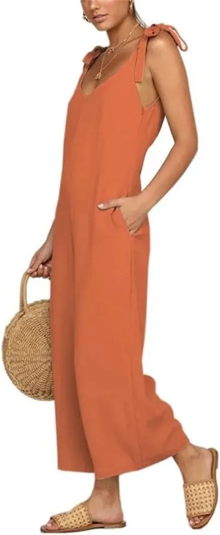 Minimalist Camisole Capris Women's V-Neck Camisole Solid Color Casual Loose Dress