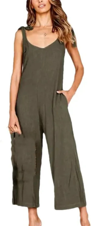 Minimalist Camisole Capris Women's V-Neck Camisole Solid Color Casual Loose Dress