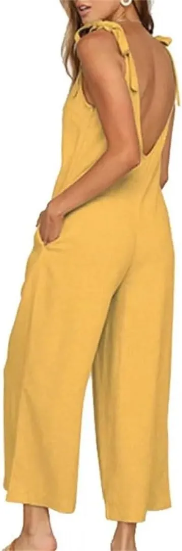 Minimalist Camisole Capris Women's V-Neck Camisole Solid Color Casual Loose Dress