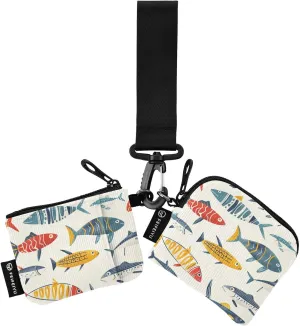 Minimalist Colorful Fishes Wristlet Wallets for Women, Mini Coin Purse Portable Keychain Wallets for Women