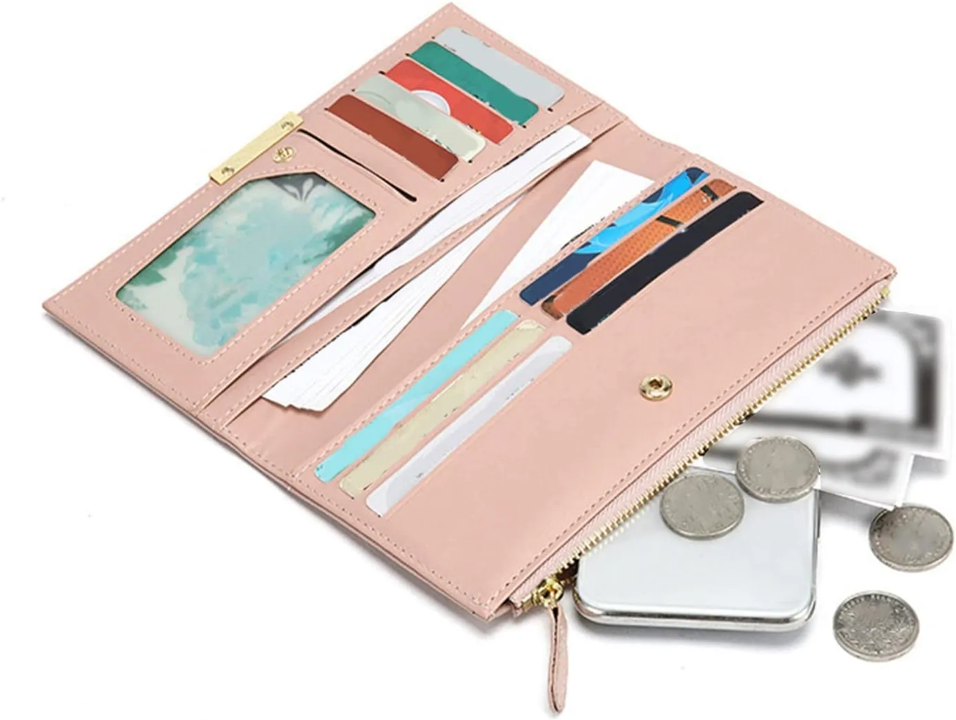 Minimalist Leather Front Pocket Wallets for Women Small Pu Leather Wallet Bag Women's Convely Essential Wristlet
