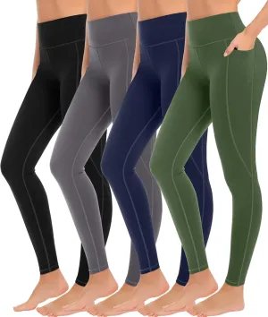 MIRITY 4 Pack Yoga Leggings with Pockets for Women - High Waist Tummy Control Pants for Workout