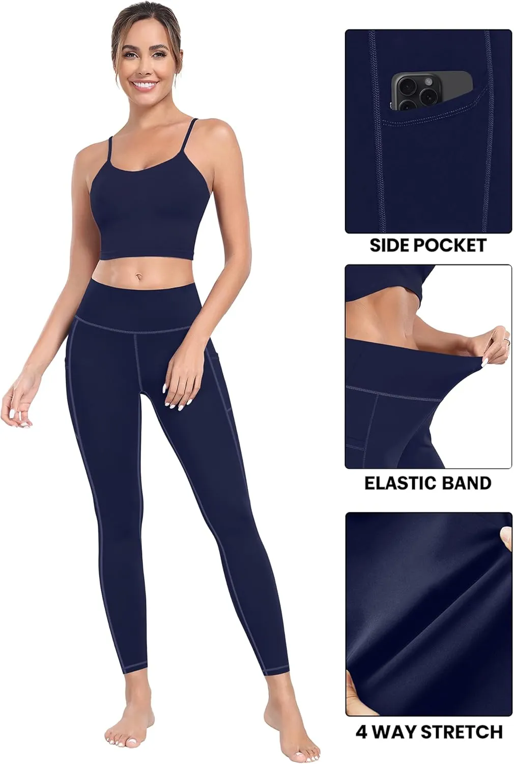 MIRITY Yoga Leggings with Pockets for Women - High Waist Tummy Control Pants for Workout Pack of 4
