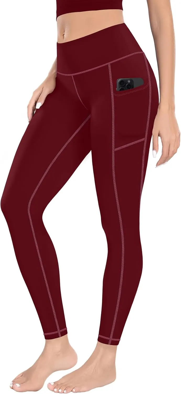 MIRITY Yoga Leggings with Pockets for Women - High Waist Tummy Control Pants for Workout Pack of 4