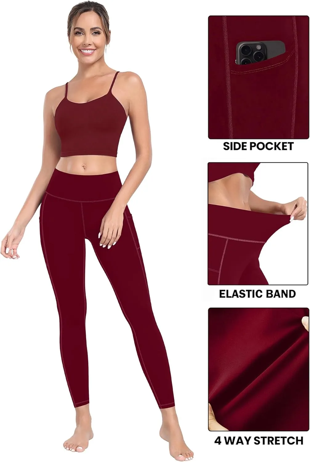 MIRITY Yoga Leggings with Pockets for Women - High Waist Tummy Control Pants for Workout Pack of 4